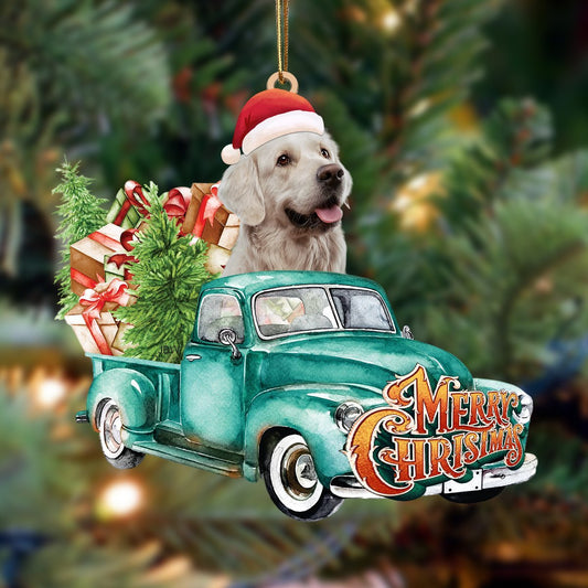 Golden Retriever Mars-Green Truck Hanging Ornament