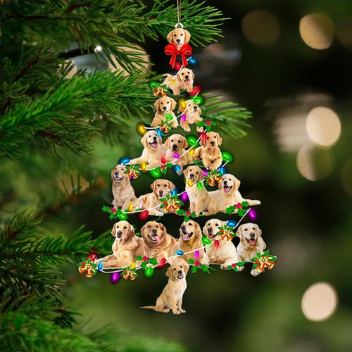Golden Retriever-Christmas Tree Lights-Two Sided Ornament