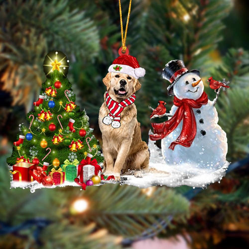 Godmerch- Ornament- Golden Retriever Christmas Snow Hanging Ornament Dog Ornament, Car Ornament, Christmas Ornament