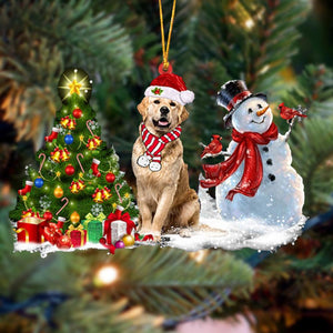 Godmerch- Ornament- Golden Retriever Christmas Snow Hanging Ornament Dog Ornament, Car Ornament, Christmas Ornament