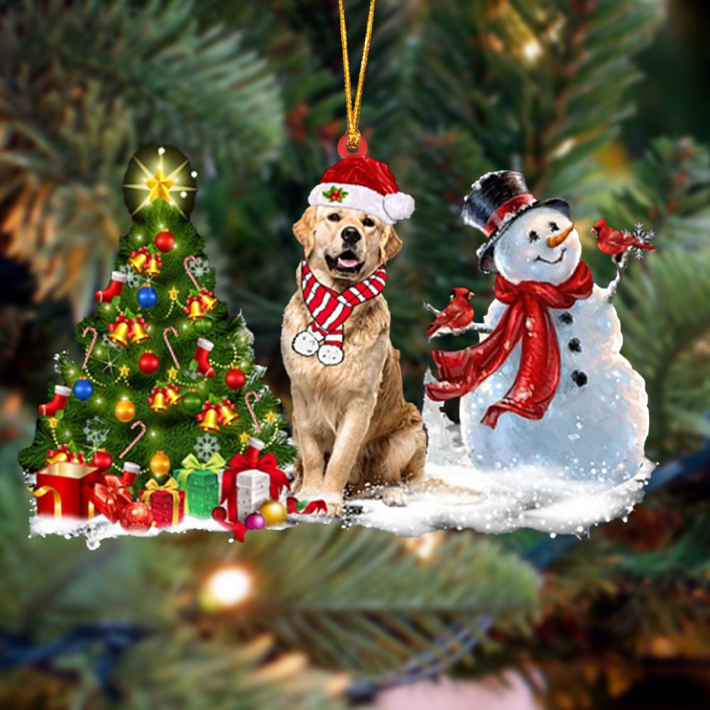 Godmerch- Ornament- Golden Retriever Christmas Snow Hanging Ornament Dog Ornament, Car Ornament, Christmas Ornament