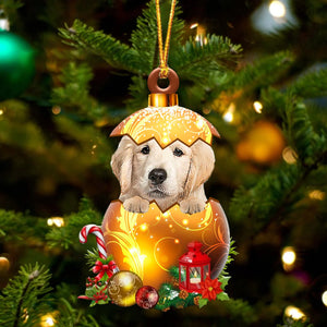 Golden Retriever In Golden Egg Christmas Ornament