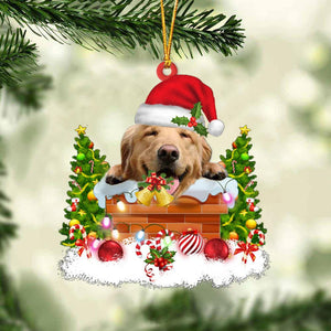 Golden Retriever In The Chimney Hanging Ornament Dog Christmas Ornament