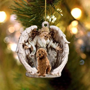 Goldendoodle-Angel Hug Winter Love Two Sided Ornament