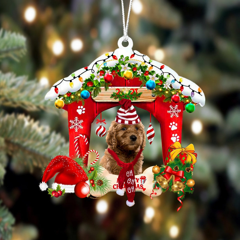 Godmerch- Ornament- Goldendoodle-Christmas House Two Sided Ornament, Happy Christmas Ornament, Car Ornament