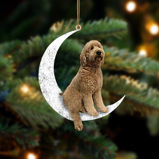 Goldendoodle Sit On The Moon Two Sided Ornament Dog Hanging Christmas Ornament
