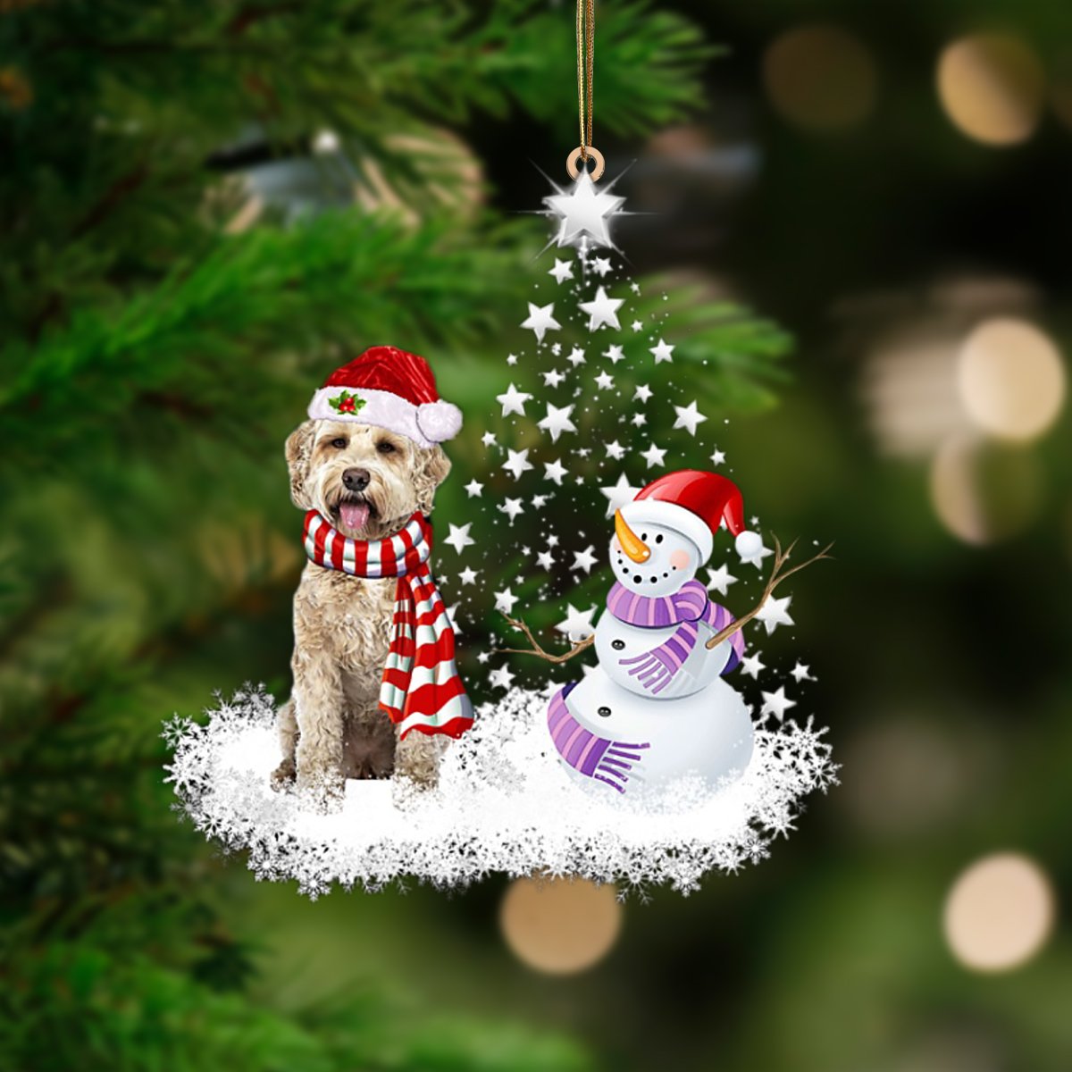 Goldendoodle 1-Star Tree Hanging Ornament