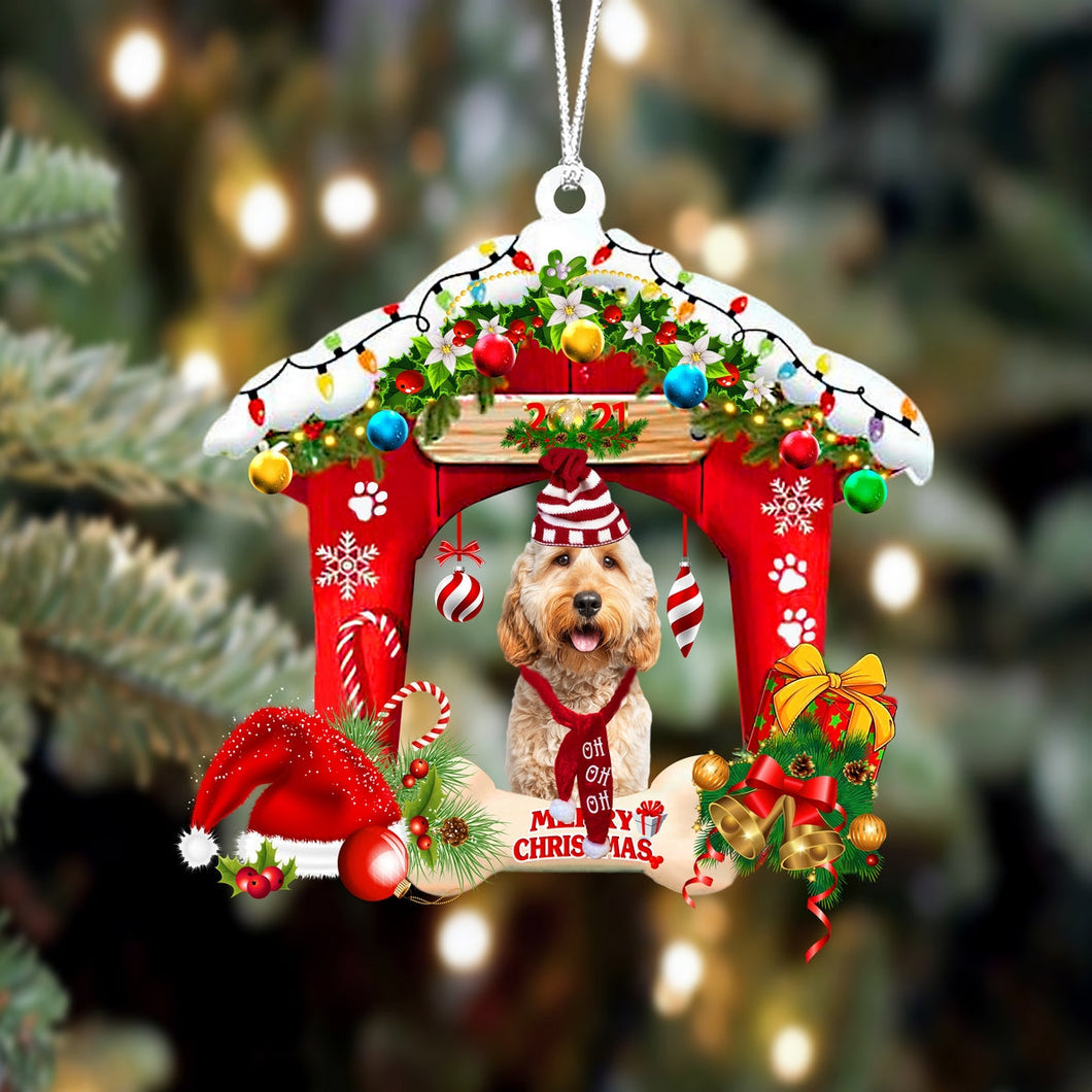 Godmerch- Ornament- Goldendoodle 2-Christmas House Two Sided Ornament, Happy Christmas Ornament, Car Ornament