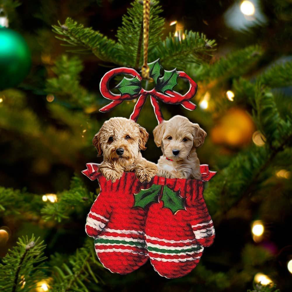Goldendoodle Inside Your Gloves Christmas Holiday-Two Sided Ornament, Christmas Ornament, Car Ornament