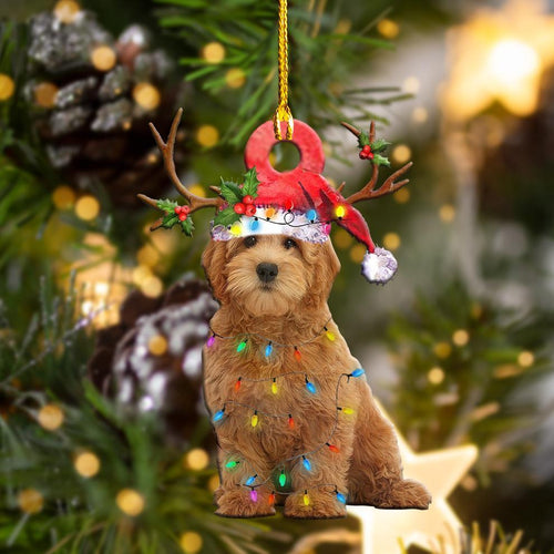 Godmerch- Ornament- Goldendoodle Christmas Shape Ornament, Happy Christmas Ornament, Car Ornament