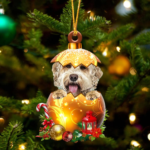 Goldendoodle In Golden Egg Christmas Ornament