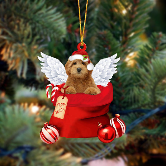Goldendoodle Angel Gift From Santa Christmas Ornament, Dog Flat Acrylic Ornament