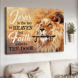 Golden key, Beautiful lion, Jesus is the key to heaven - Matte Canvas