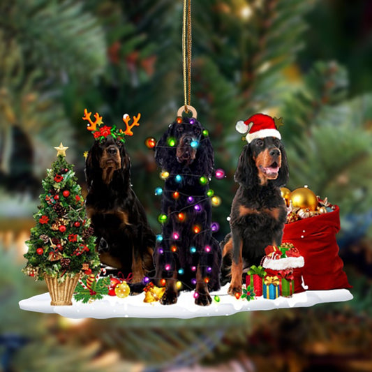 Ornament- Gordon Setter-Christmas Dog Friends Hanging Ornament, Happy Christmas Ornament, Car Ornament