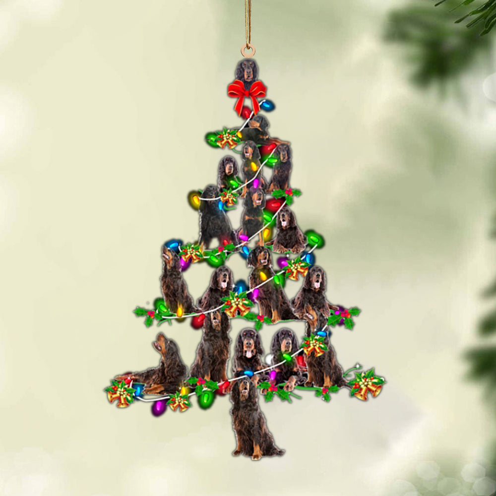 Ornament- Gordon setter-Christmas Tree Lights-Two Sided Ornament, Happy Christmas Ornament, Car Ornament