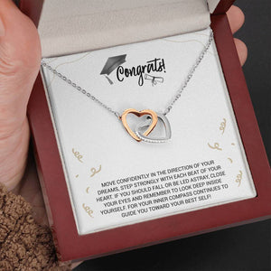 Graduation Necklace Gift - Move Confidently in the direction of your dreams - College, High School, Senior, Master Graduation Gift - Class of 2022 Interlocking Hearts Necklace - 036D - TGV
