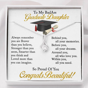 Graduation Necklace Gift - To My Daughter So Proud Of You - College, High School, Senior, Master Graduation Gift - Class of 2022 Alluring Beauty Necklace - 035B - TGV