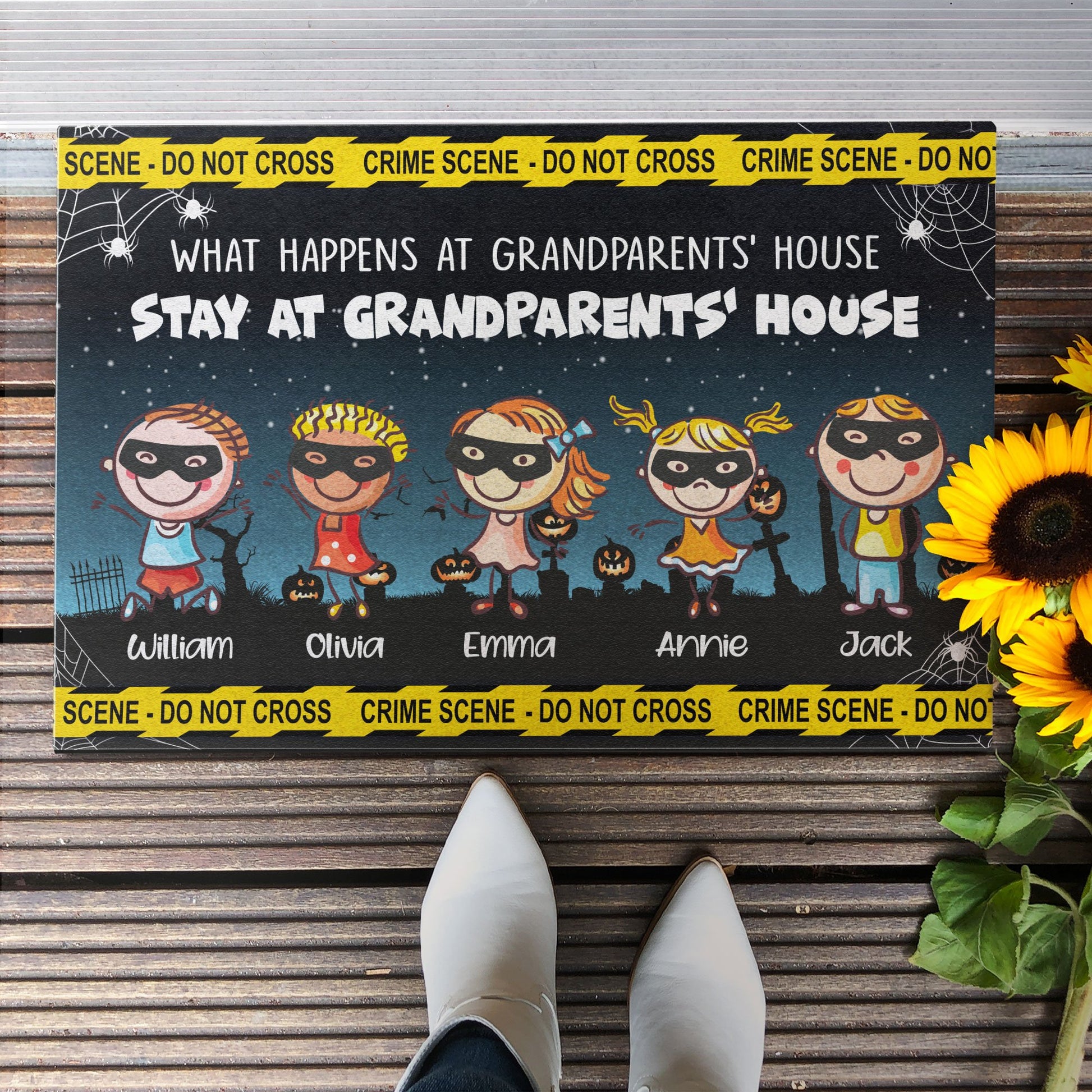 Grandkids Best Partners In Crime - Personalized Doormat - Gift For Grandpa And Grandma