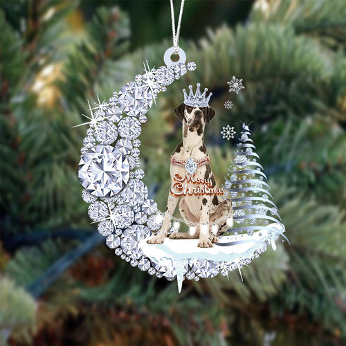 Great Dane Diamond Moon Merry Christmas Ornament Christmas Tree Hanging Ornament