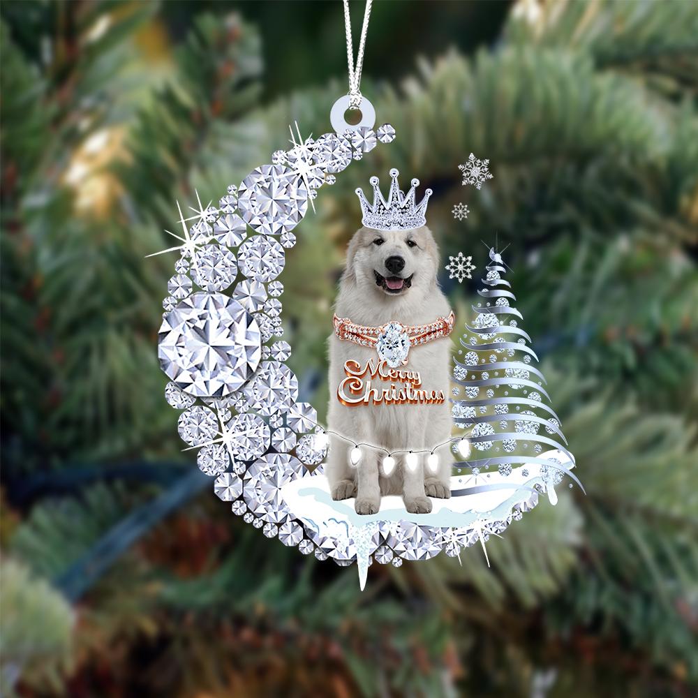 Great Pyrenees Diamond Moon Merry Christmas Ornament Christmas Tree Hanging Ornament