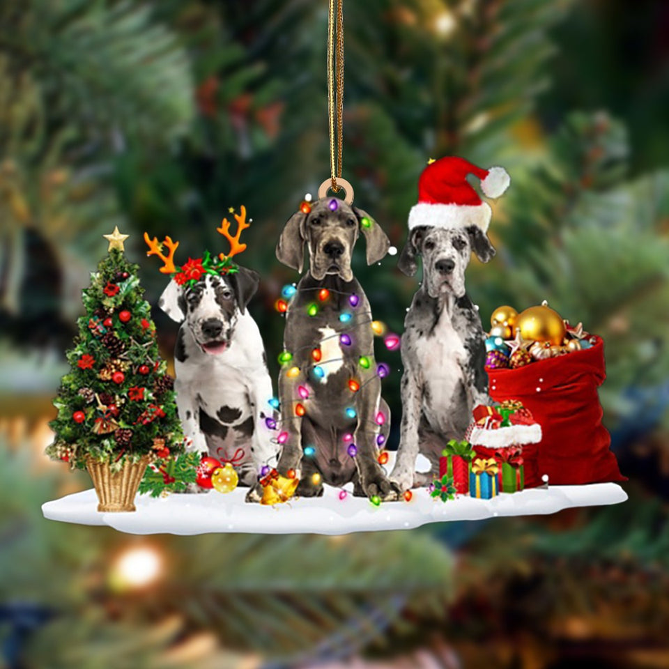 Godmerch- Ornament- Great Dane-Christmas Dog Friends Hanging Ornament, Happy Christmas Ornament, Car Ornament