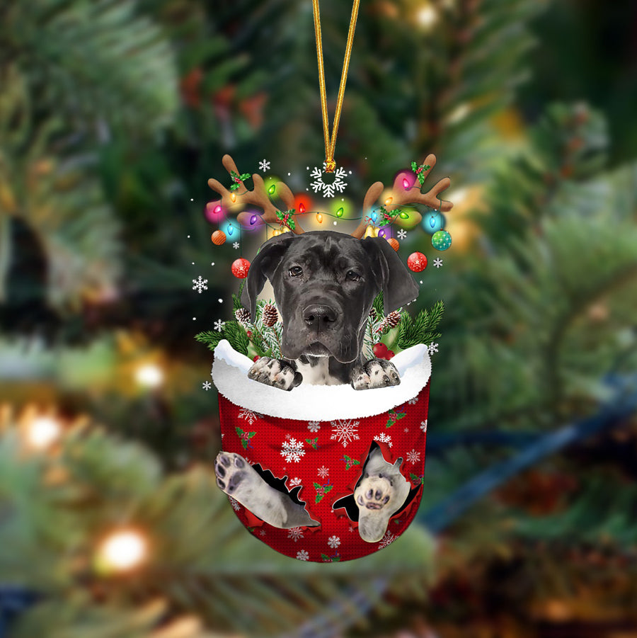 Great Dane-In Christmas Pocket Two Sides Ornament, Christmas Dog Hanging Ornament