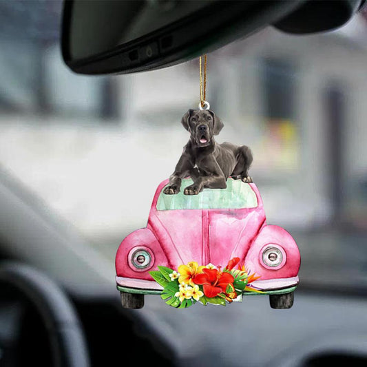 Great Dane-Pink Hippie Car-Two Sided Ornament