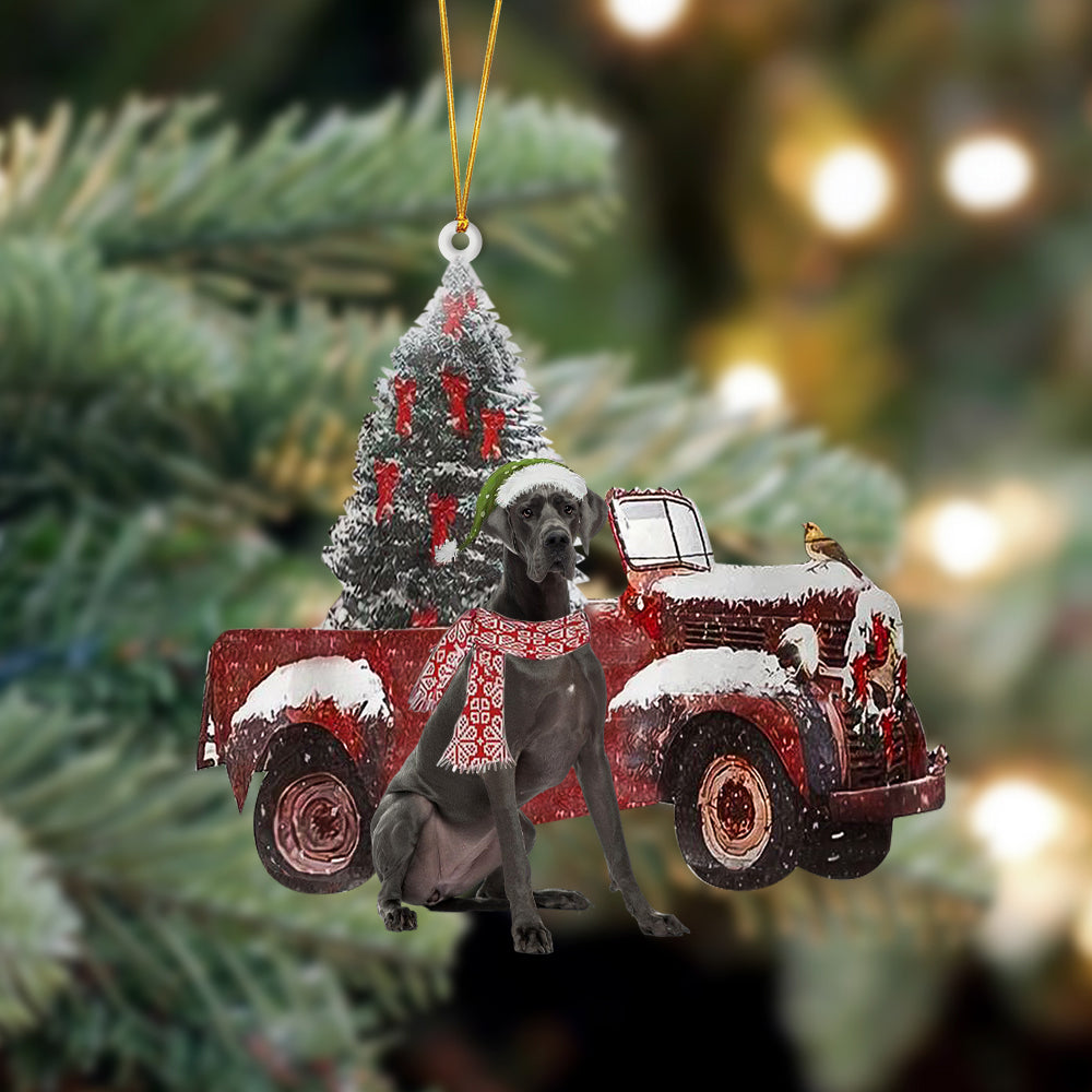 Godmerch- Ornament- Great Dane 1-Christmas Truck Two Sided Ornament, Happy Christmas Ornament, Car Ornament