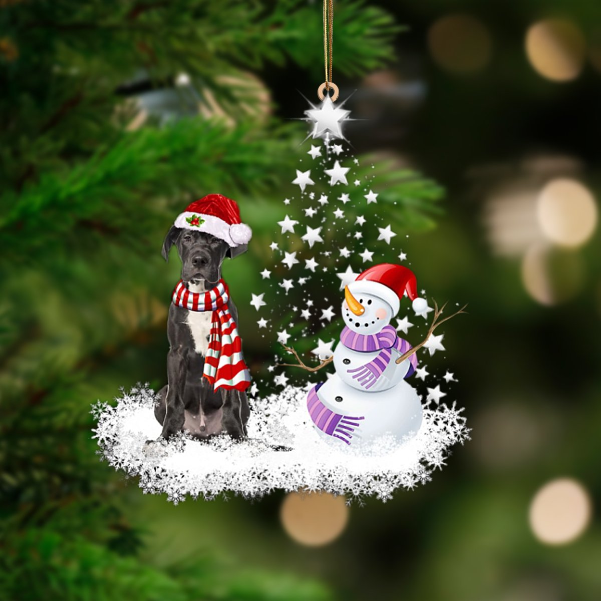 Great Dane 1-Star Tree Hanging Ornament
