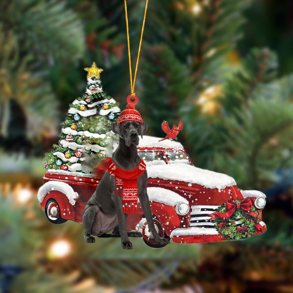 Godmerch- Ornament- Great Dane 2-Christmas Car Two Sided Ornament, Happy Christmas Ornament, Car Ornament