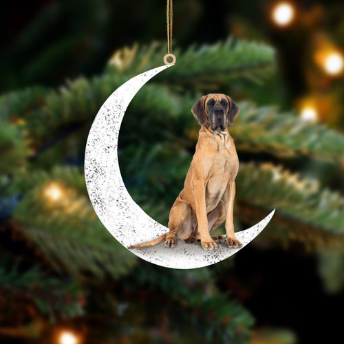Great Dane 2 Sit On The Moon Two Sided Ornament Dog Hanging Christmas Ornament
