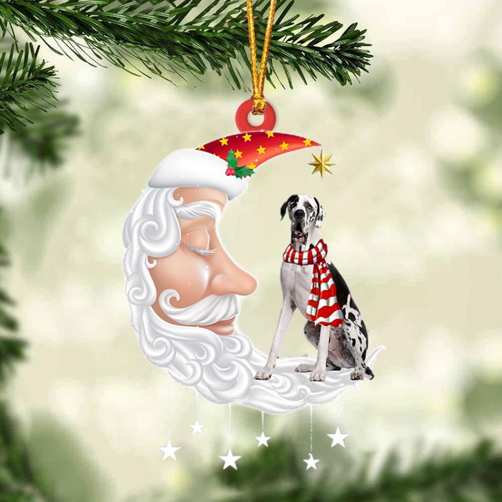 Great Dane 2 With Santa Christmas Ornament Dog Christmas Ornament