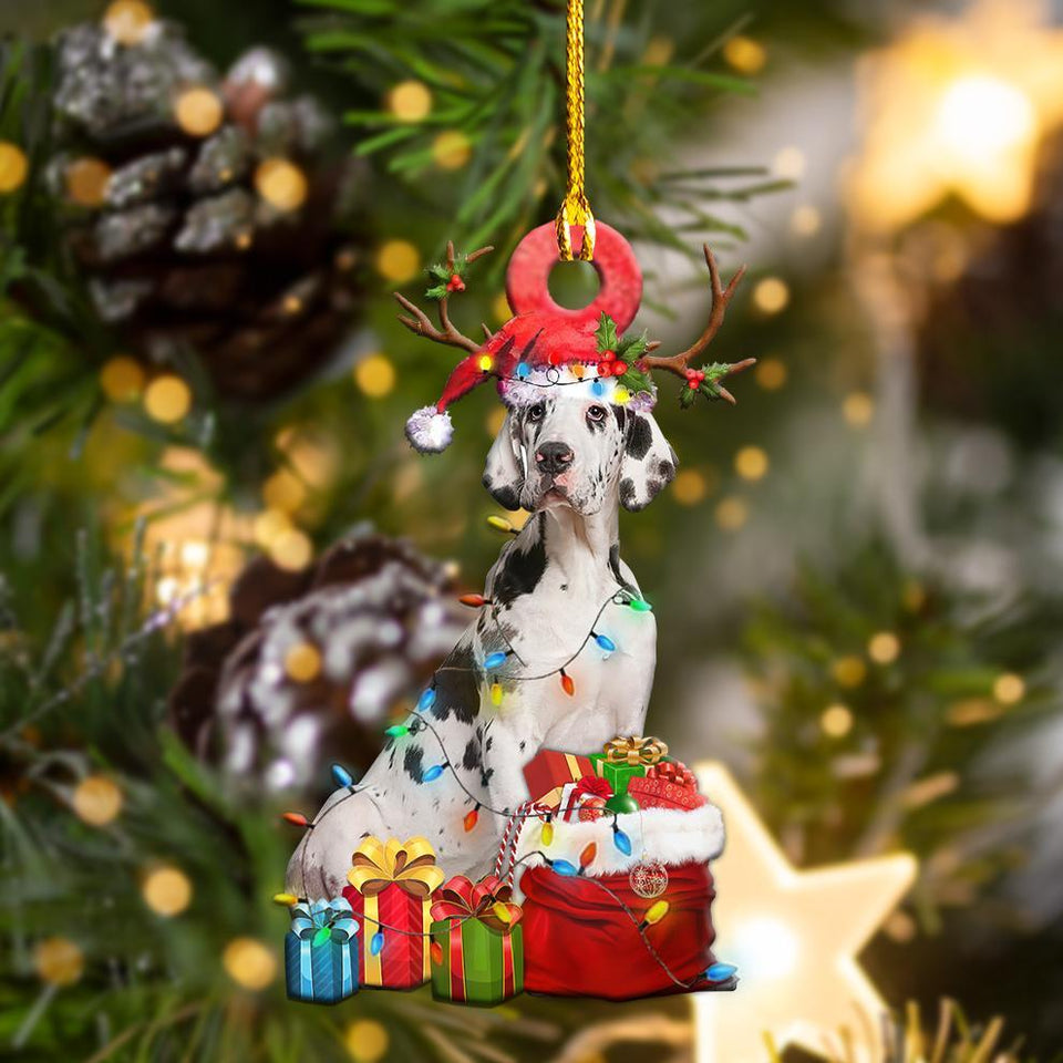 Godmerch- Ornament- Great Dane Christmas Shape Ornament, Happy Christmas Ornament, Car Ornament