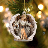 Great Dane (4)-Angel Hug Winter Love Two Sided Ornament