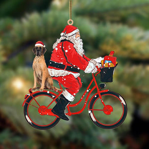 Santa Claus Riding A Bike With Great Dane (4)-Two Sided Ornament