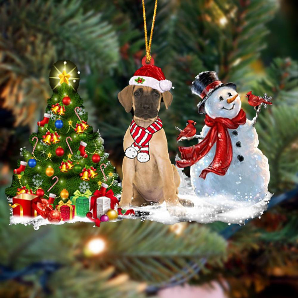 Godmerch- Ornament- Great Dane Christmas Snow Hanging Ornament Dog Ornament, Car Ornament, Christmas Ornament
