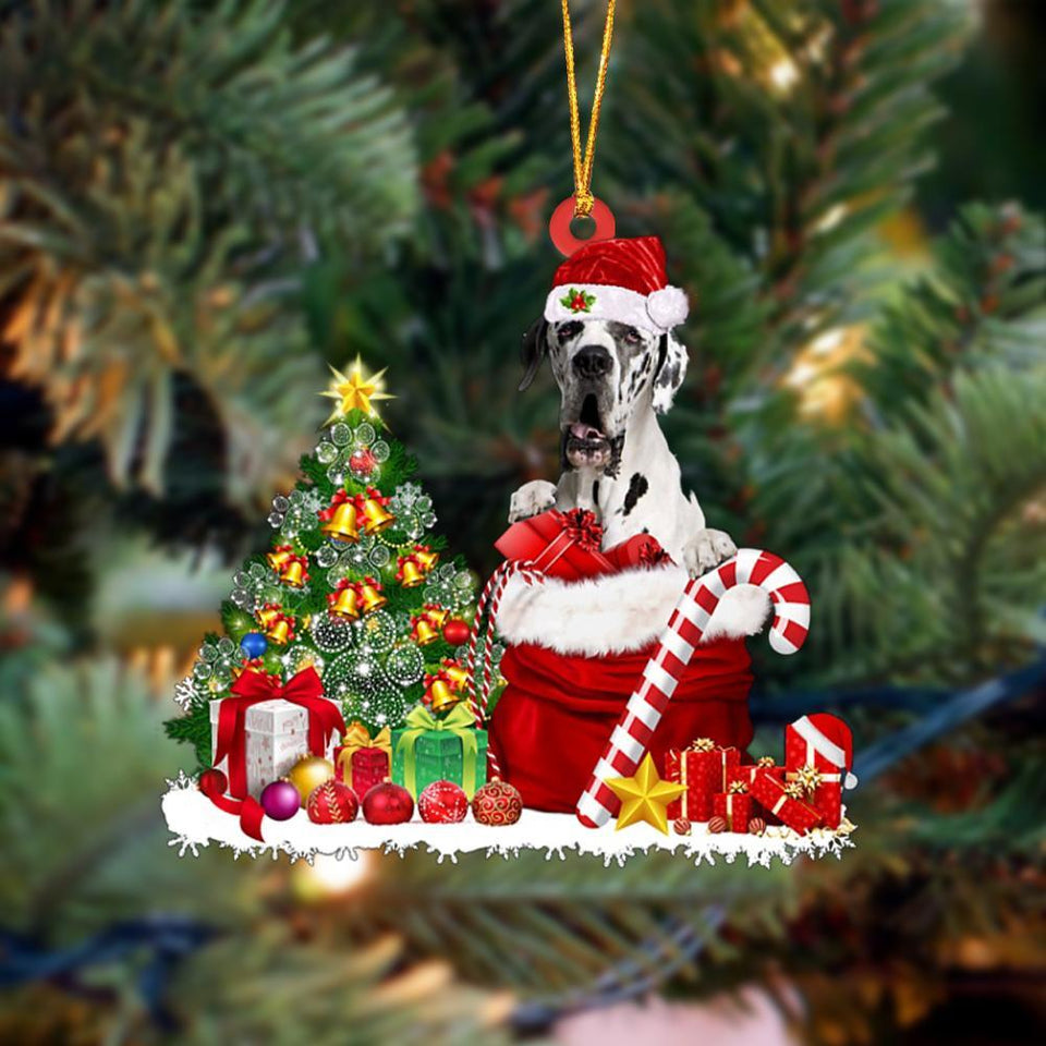 Godmerch- Ornament- Great Dane Gift Bag Merry Christmas Ornament Dog Ornament, Car Ornament, Christmas Ornament