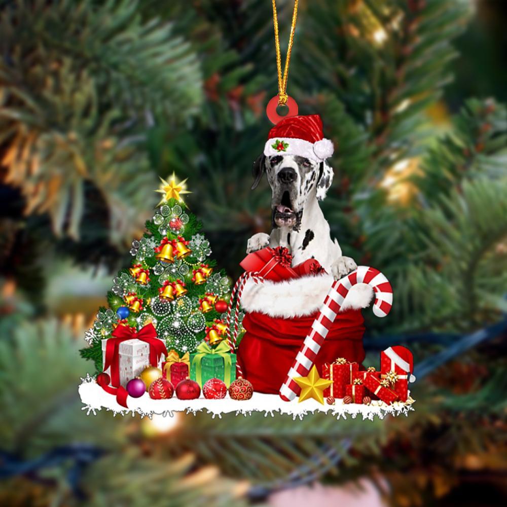 Godmerch- Ornament- Great Dane Gift Bag Merry Christmas Ornament Dog Ornament, Car Ornament, Christmas Ornament