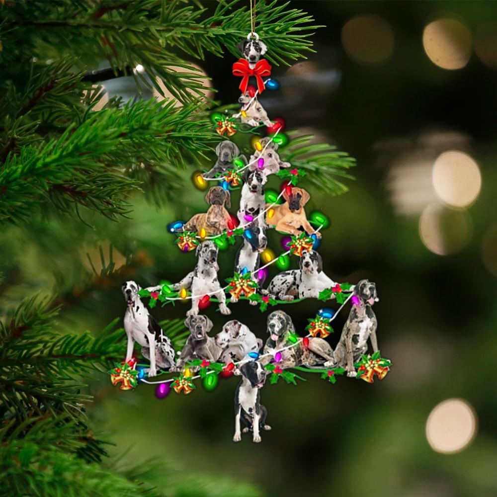 Great Dane-Christmas Tree Lights-Two Sided Ornament