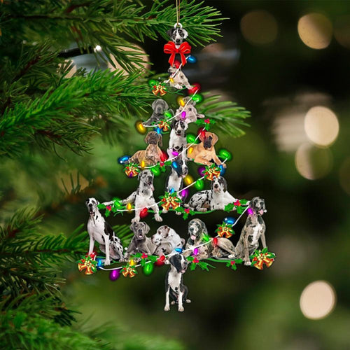 Great Dane-Christmas Tree Lights-Two Sided Ornament