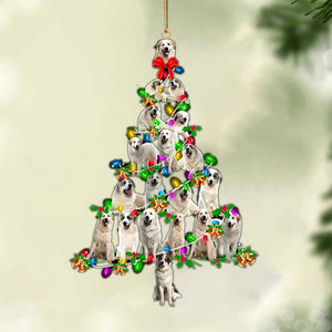 Ornament- Great Pyrenees-Christmas Tree Lights-Two Sided Ornament, Happy Christmas Ornament, Car Ornament