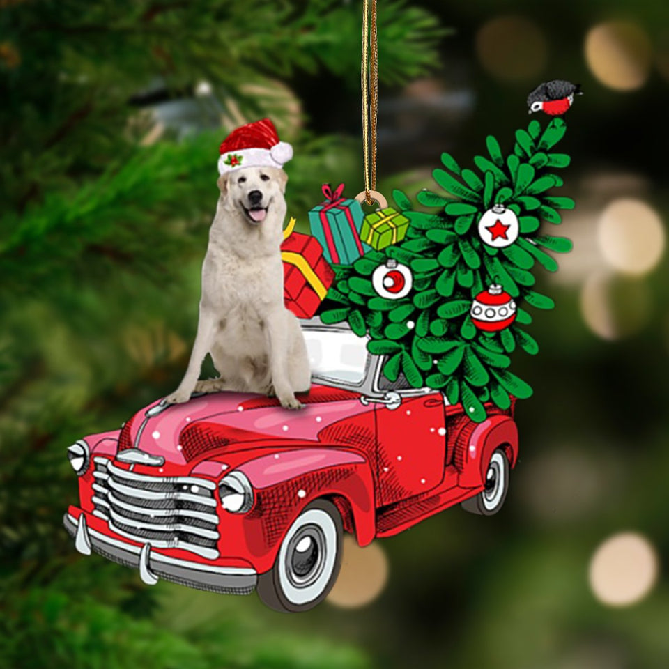 Great Pyrenees 2-Pine Truck Hanging Ornament