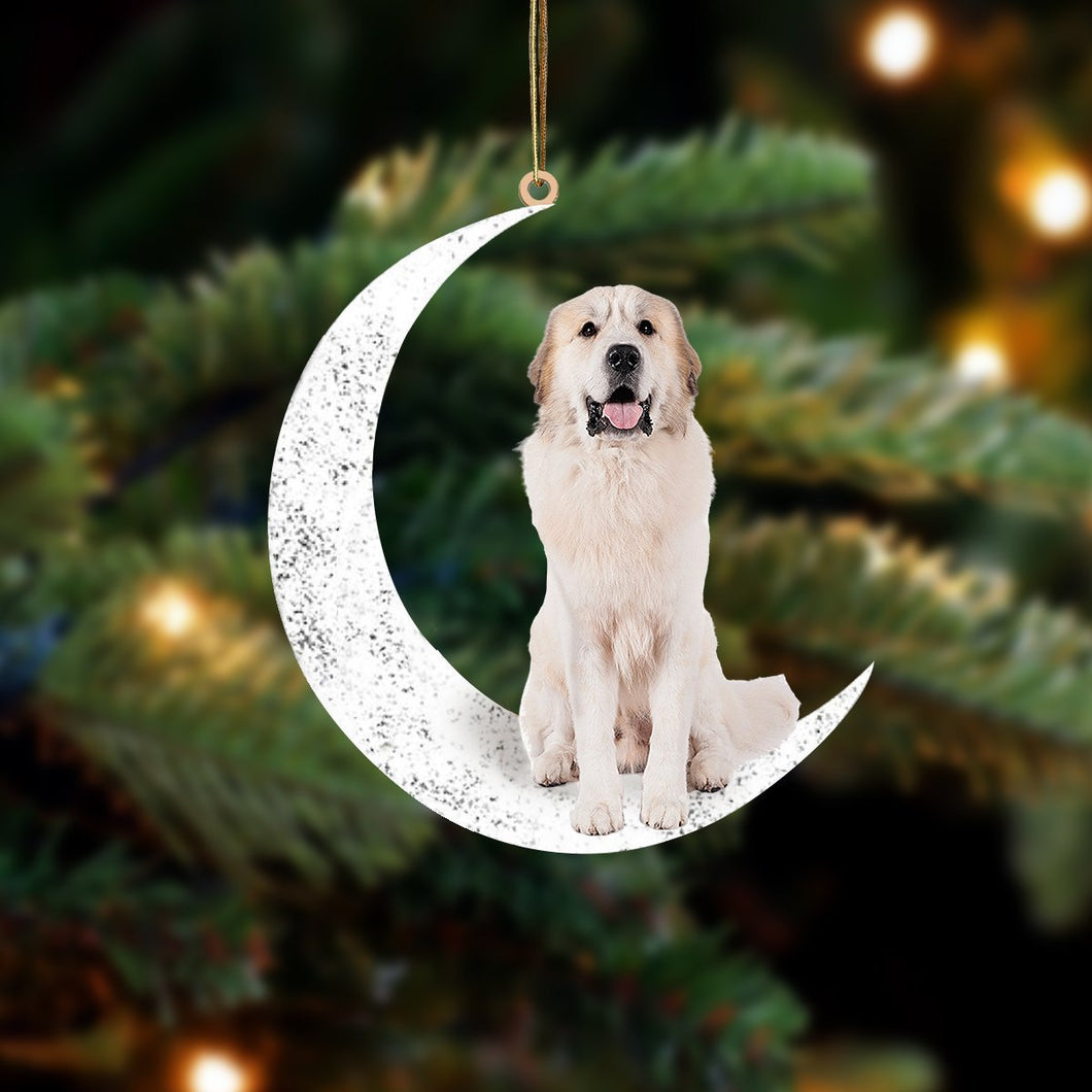 Mountain Des Pyrenees Sit On The Moon Two Sided Ornament Dog Hanging Christmas Ornament