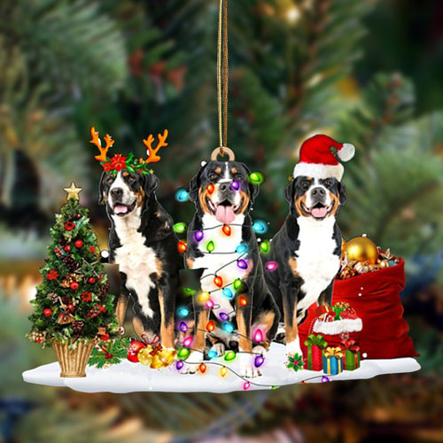 Ornament- Greater Swiss Mountain Dog-Christmas Dog Friends Hanging Ornament, Christmas Ornament, Car Ornament