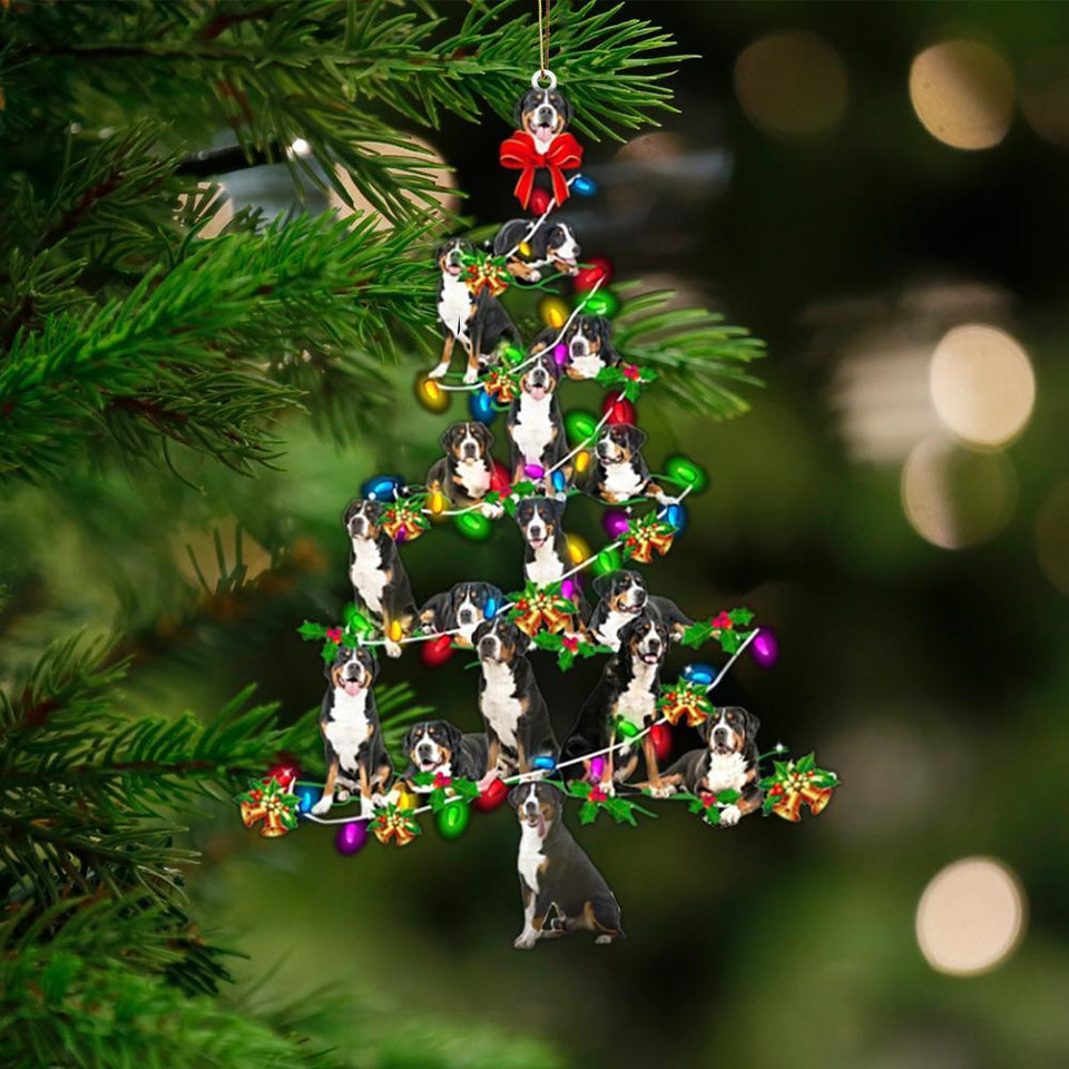 Greater Swiss Mountain Dog-Christmas Tree Lights-Two Sided Ornament