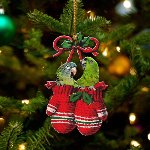 Green Parrots Inside Your Gloves Christmas Holiday-Two Sided Ornament Christmas 2022 Ornament Gift