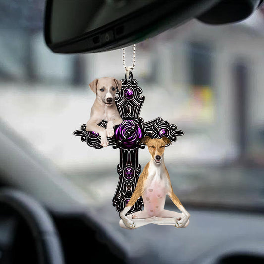 Greyhound Pray For God Car Hanging Ornament Dog Pray For God Ornament Godmerch