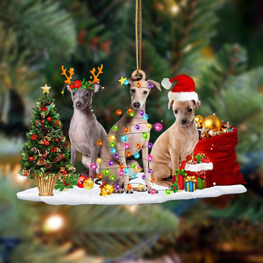 Greyhound-Christmas Dog Friends Hanging Ornament