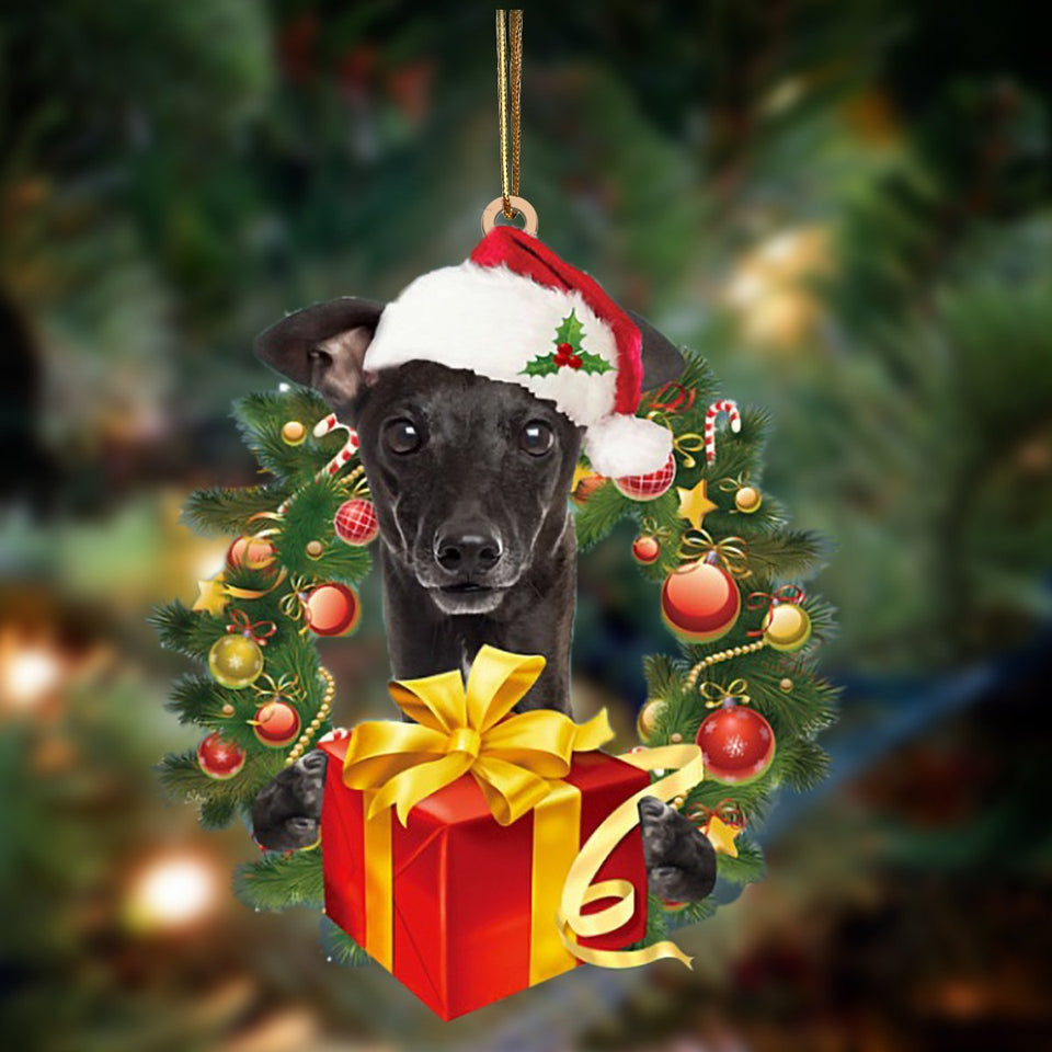 Greyhound-Dogs Give Gifts Hanging Ornament