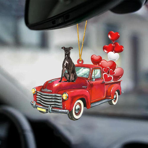 Greyhound-Red Sports Car-Two Sided Ornament